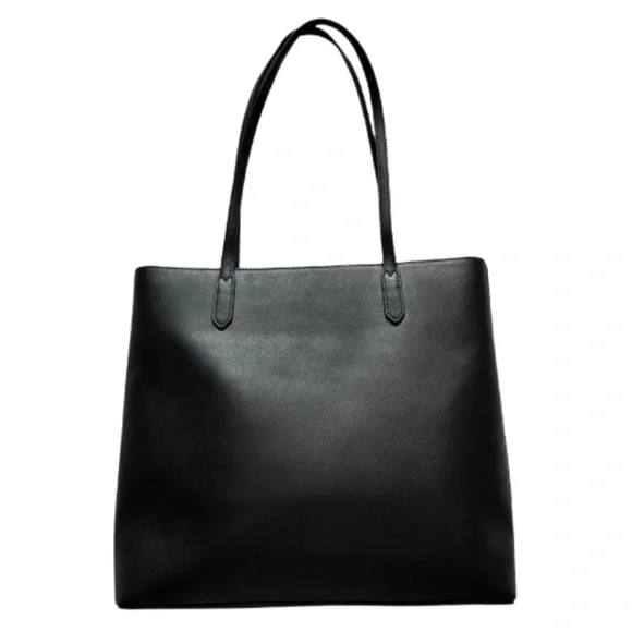 $298 Kate Spade Women's Medium Black & Gold Logo Leather Tote Bag & Bow Key Fob - Picture 5 of 16